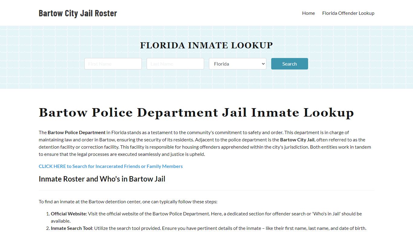 Bartow Police Department & City Jail, FL Inmate Roster, Arrests, Mugshots